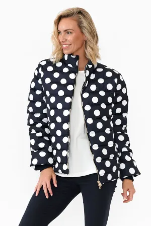 Sillian Navy Spot Puffer Jacket