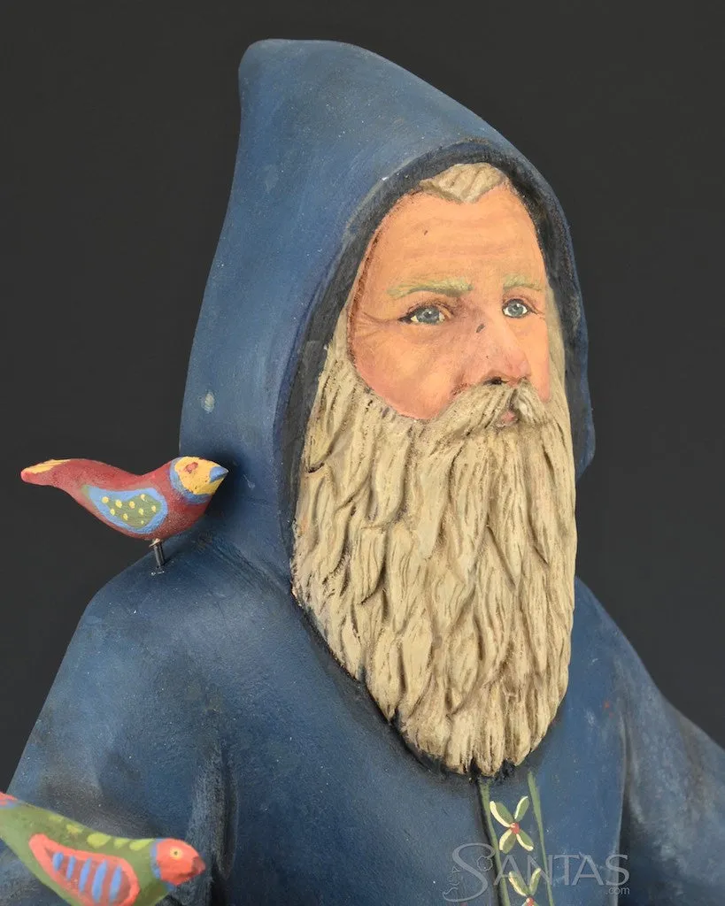 17 inch Blue Folk Bird Santa