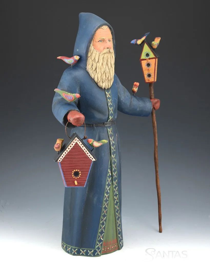 17 inch Blue Folk Bird Santa