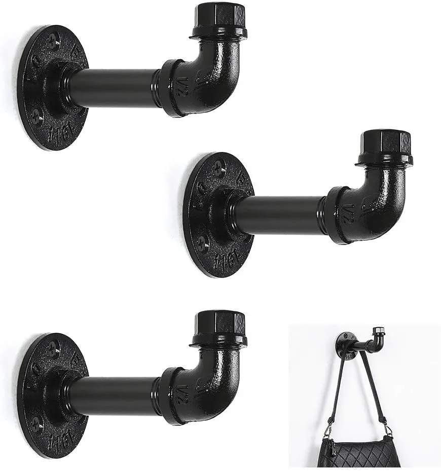 3 Pcs Industrial Pipe Towel Hooks