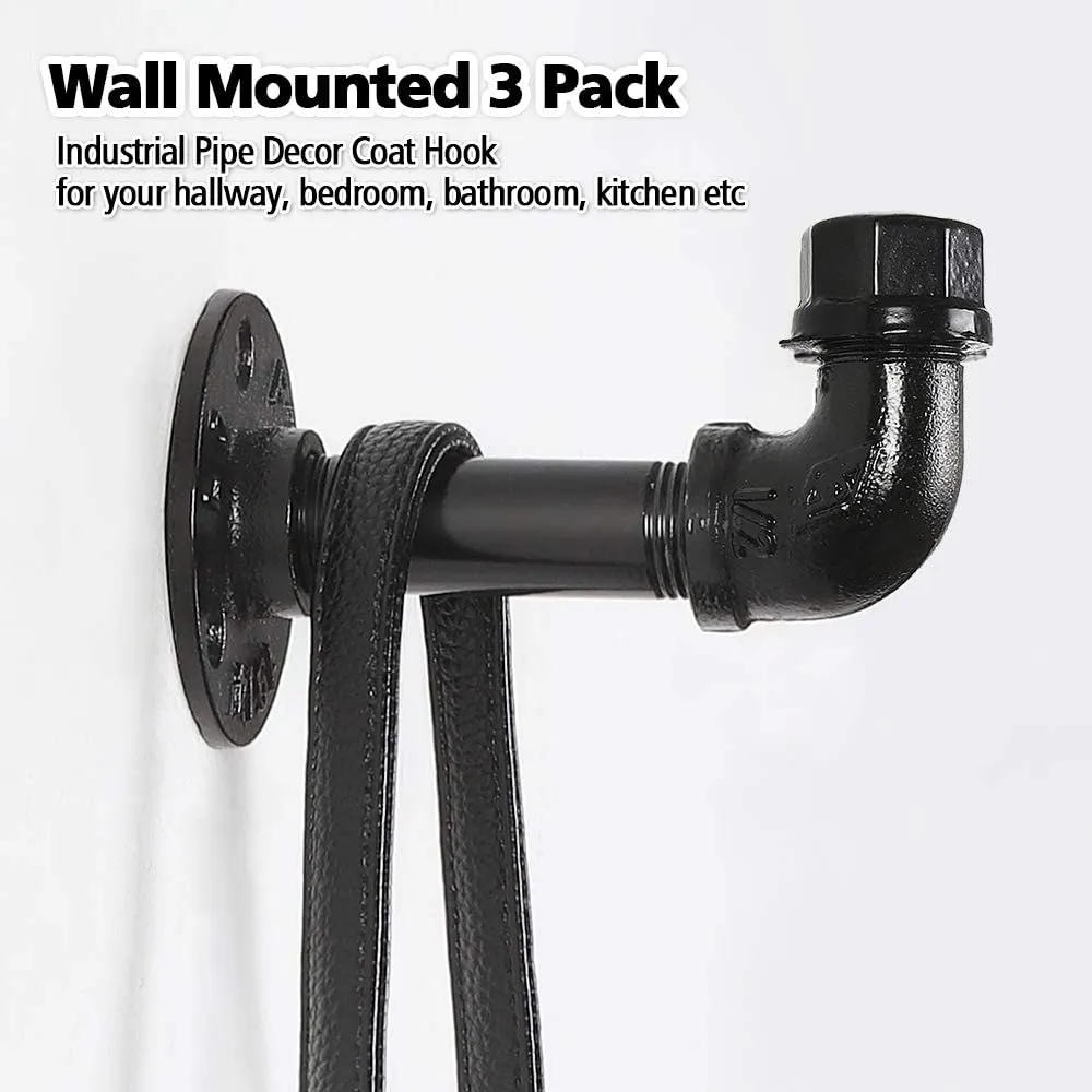 3 Pcs Industrial Pipe Towel Hooks