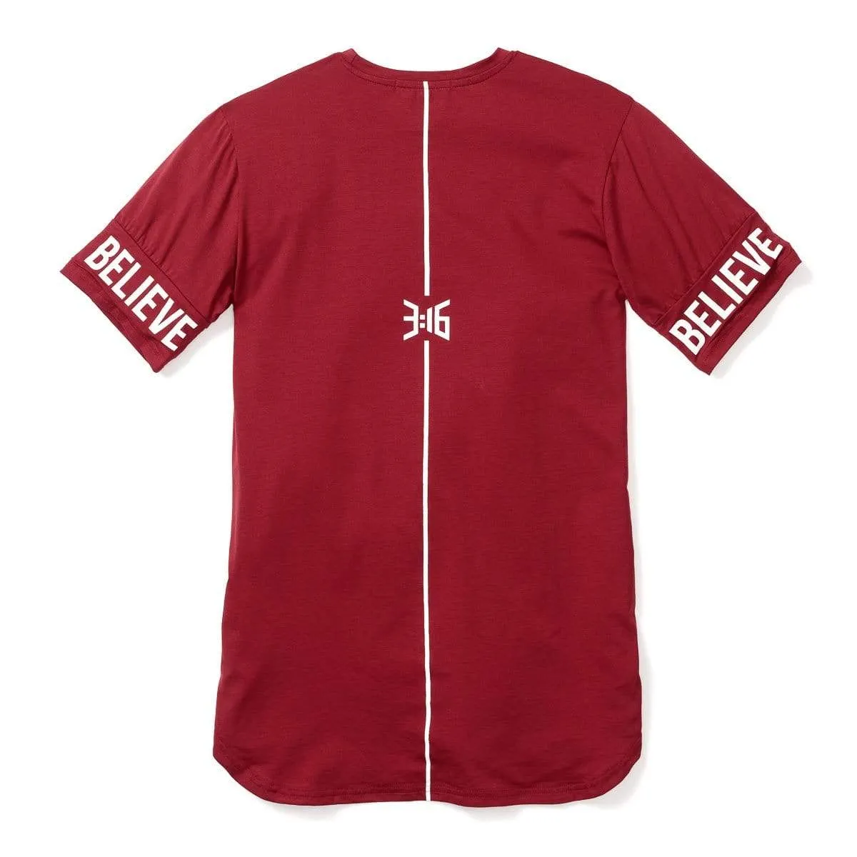 3:16 - Believe Sleeve Tee - Maroon Red