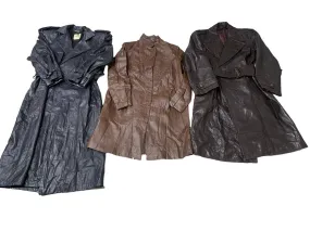 90s Vintage Leather Long Trench Coats/Jackets - 07 Pcs