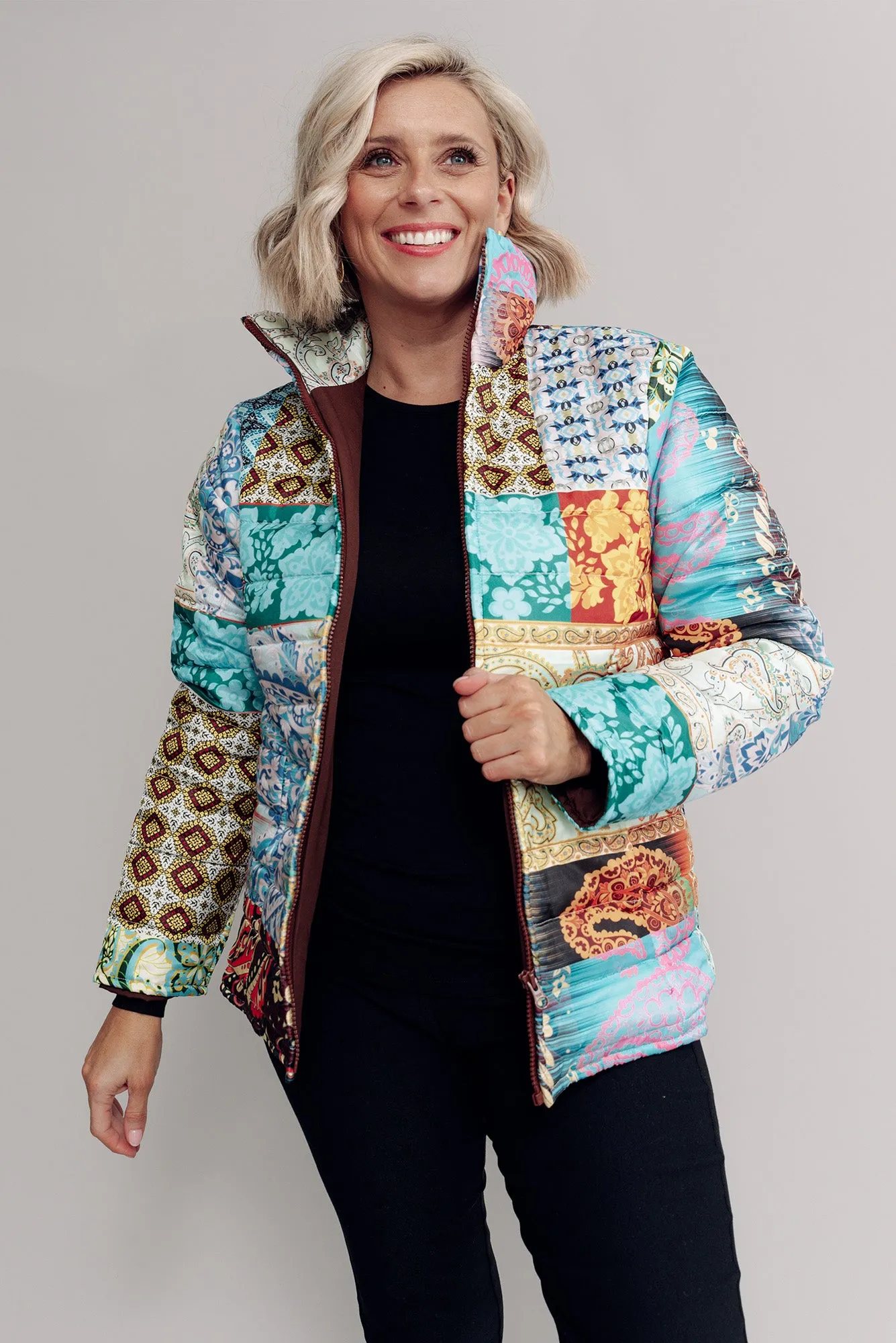 Adonis Blue Paisley Puffer Jacket