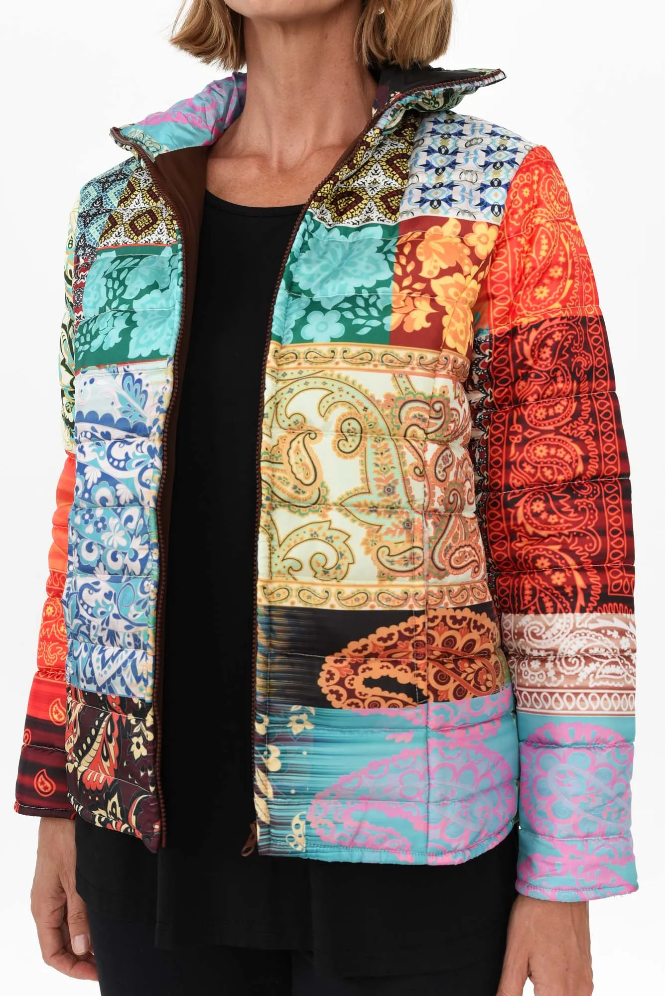 Adonis Blue Paisley Puffer Jacket