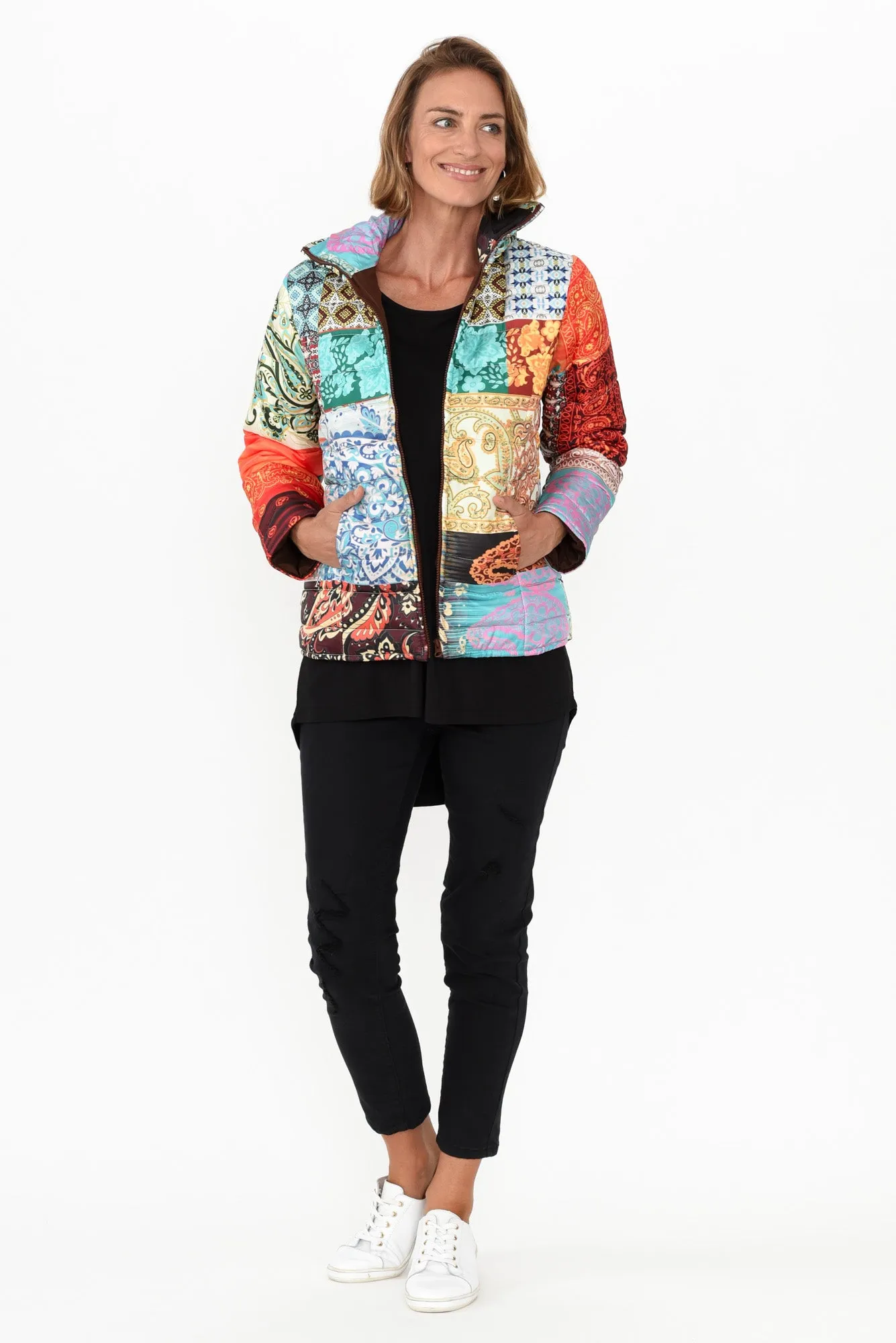 Adonis Blue Paisley Puffer Jacket