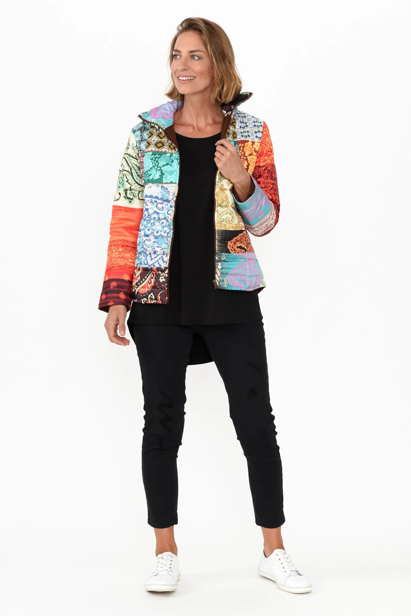 Adonis Blue Paisley Puffer Jacket