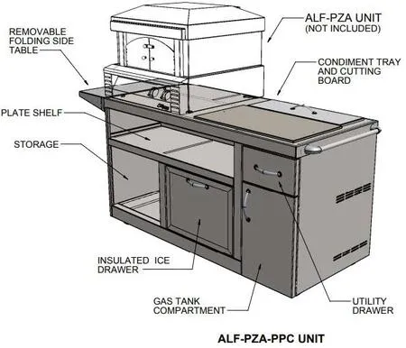 Alfresco 30-Inch Freestanding Stainless Steel Deluxe Pizza Oven Prep Cart