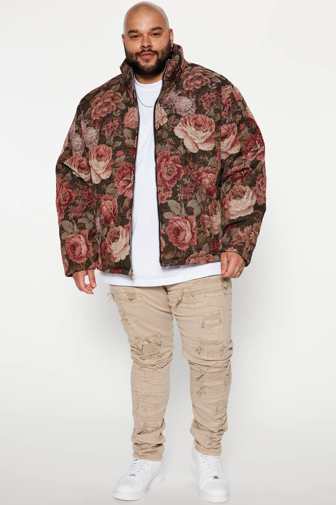 All Around Tapestry Puffer Jacket - Black/combo