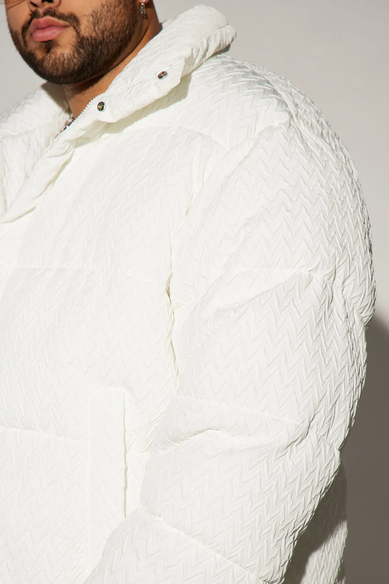 Apex Textured Nylon Puffer Jacket - White