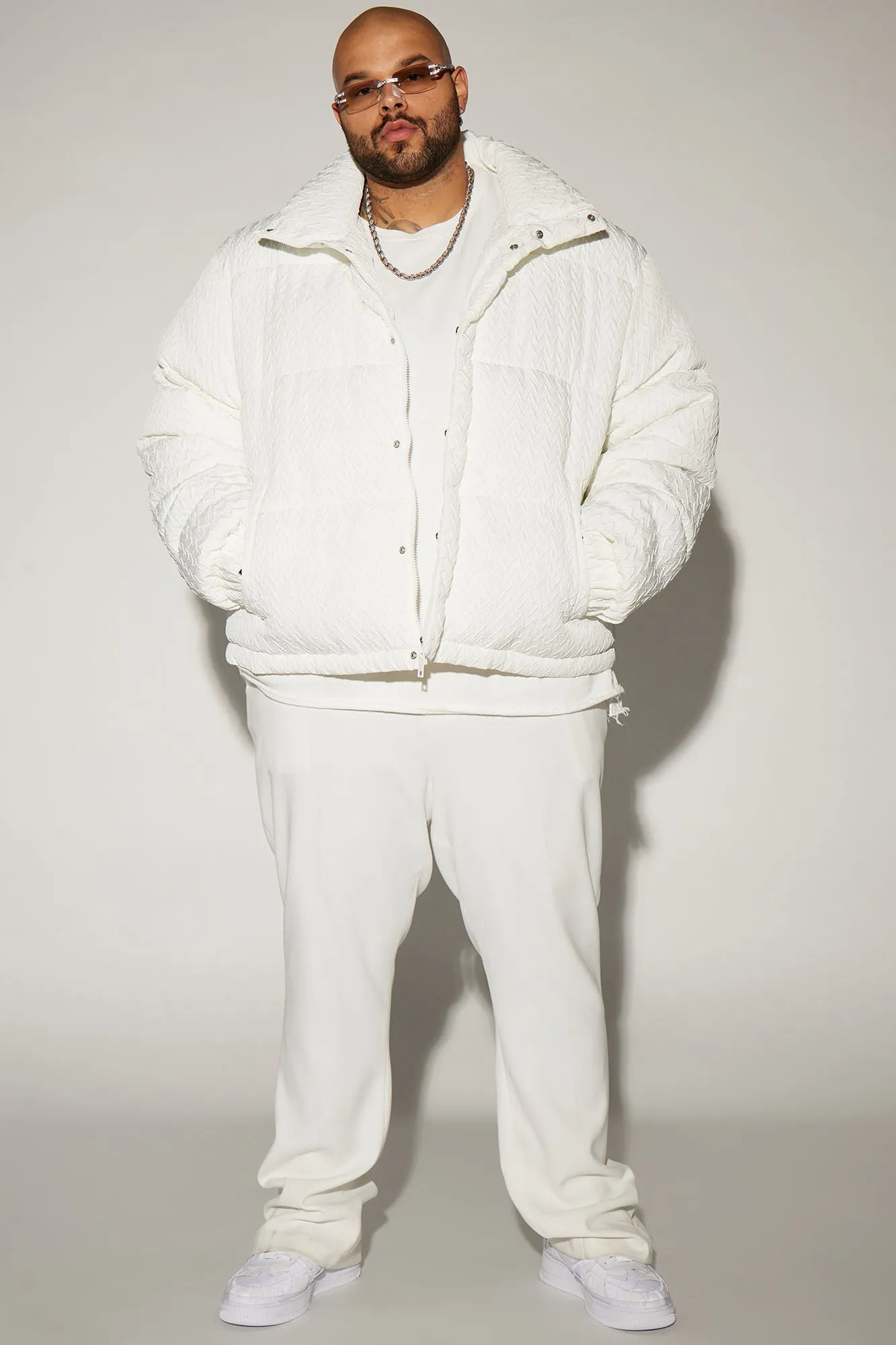 Apex Textured Nylon Puffer Jacket - White