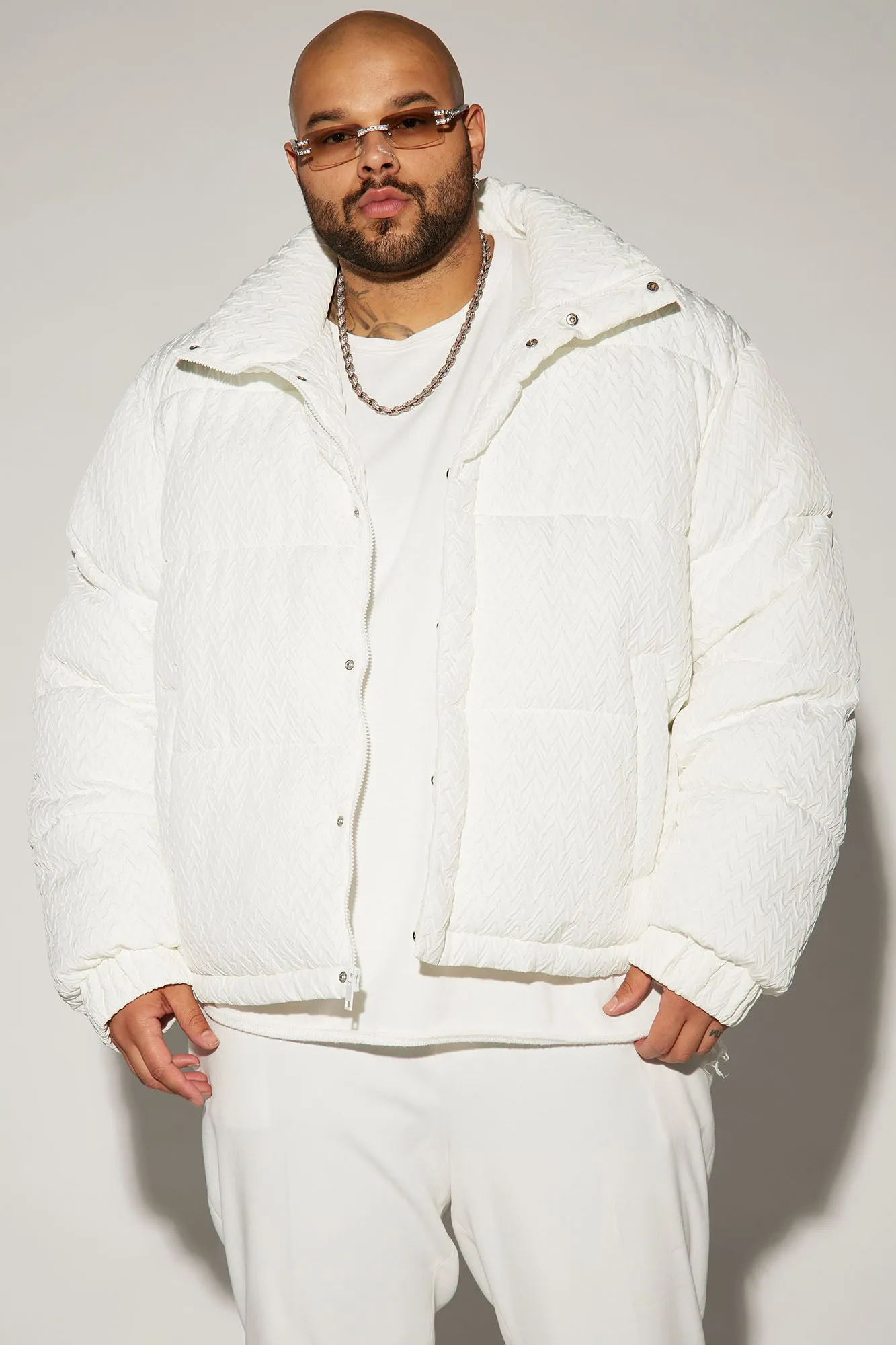 Apex Textured Nylon Puffer Jacket - White