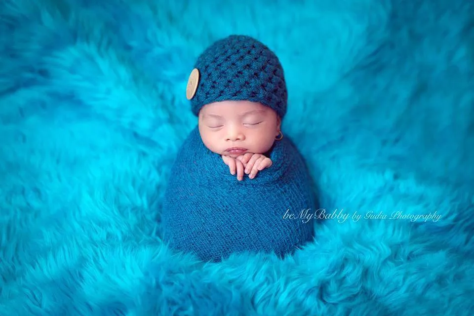 Aqua Blue Mongolian Faux Fur Photography Prop Rug Newborn Baby Toddler