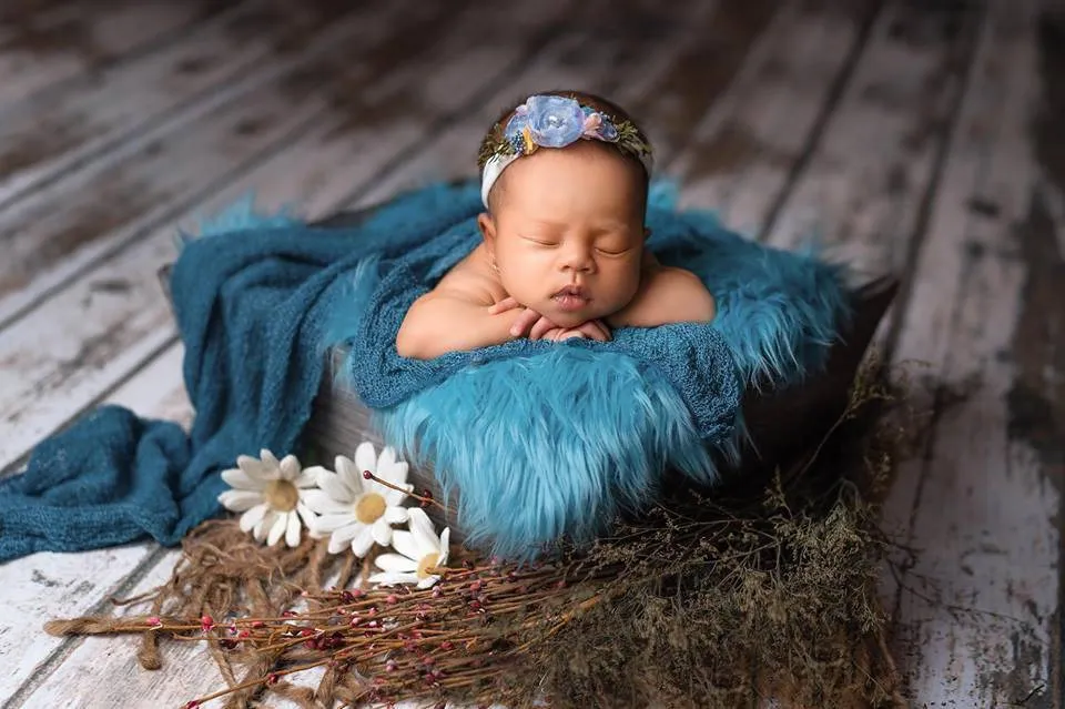 Aqua Blue Mongolian Faux Fur Photography Prop Rug Newborn Baby Toddler