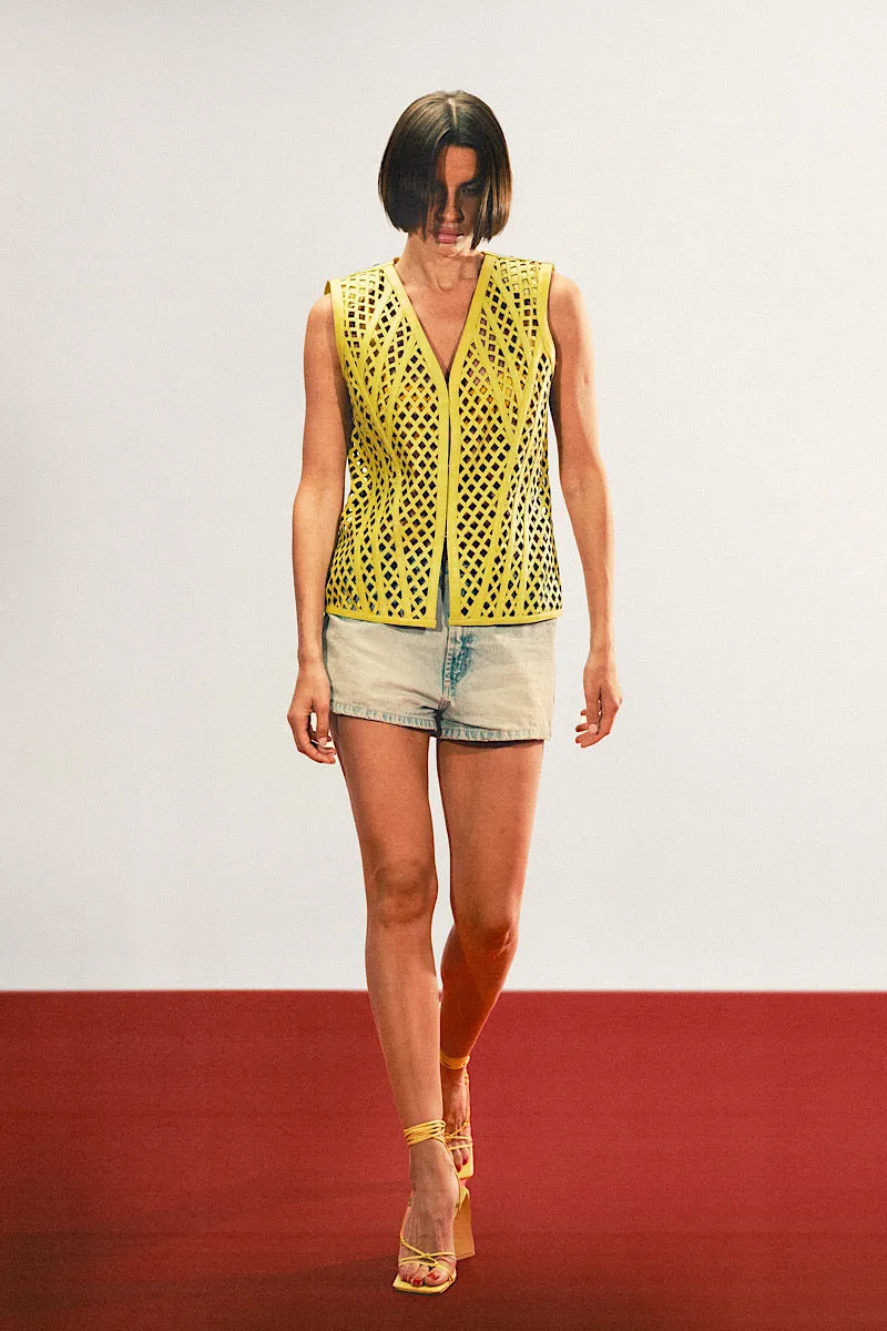 AURELIA LEATHER VEST YELLOW