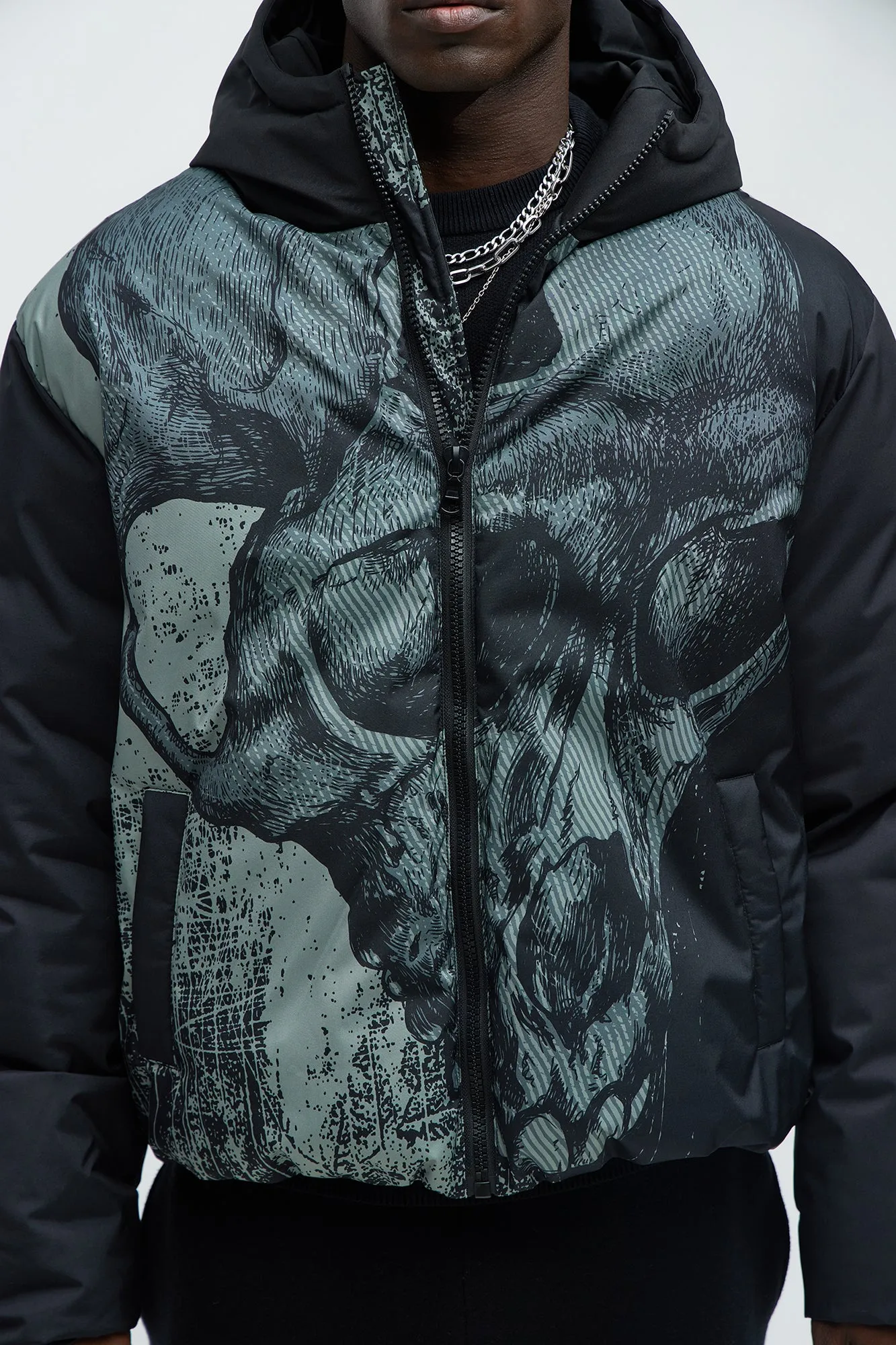 Azrael Hooded Puffer Jacket - Black