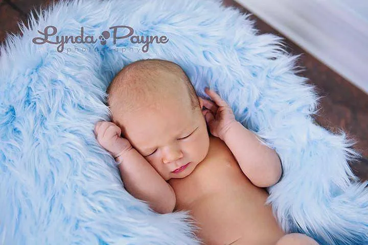 Baby Blue Mongolian Faux Fur Photography Prop Rug Newborn Baby