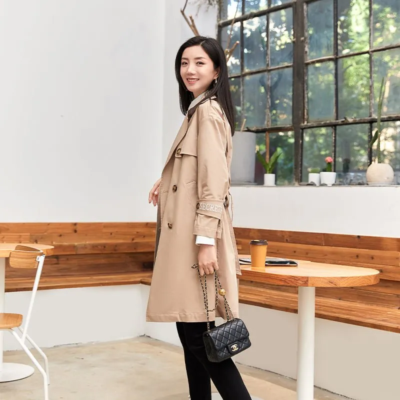 Beige Classic Belted Women's Trench Coats