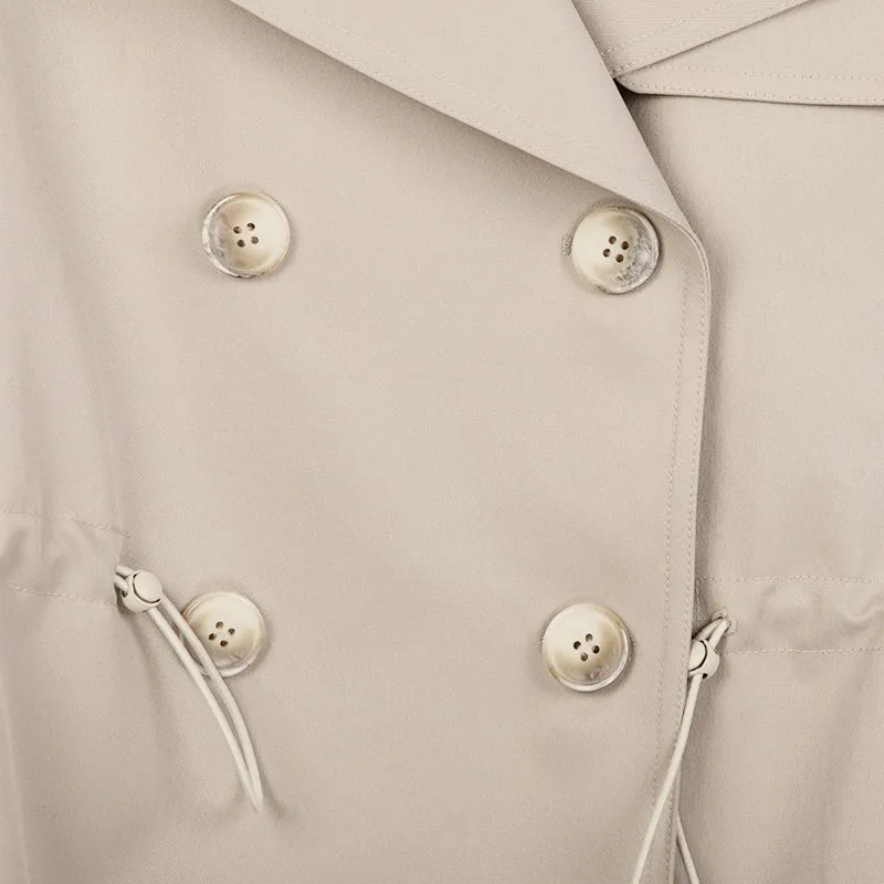 Beige Double Breasted Short Trench Coats