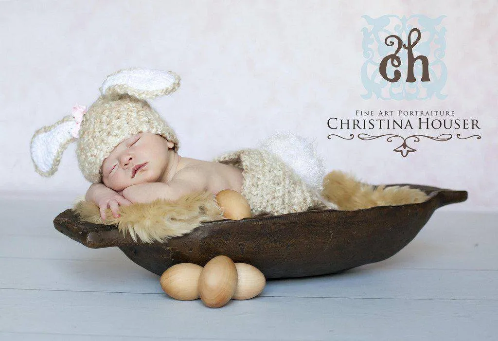 Beige Fur Photography Prop Rug Newborn Baby