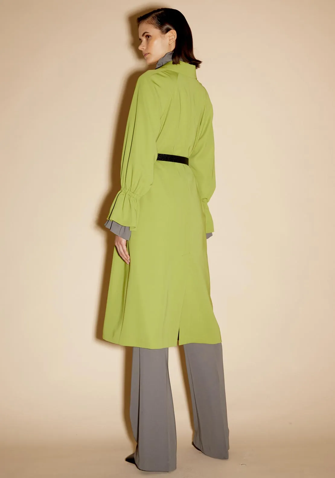 Birelin Long Belted Trench Coat, Matcha