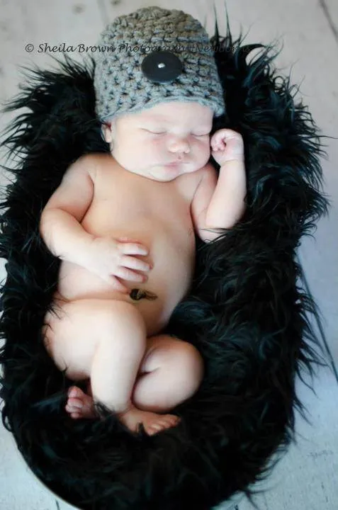 Black Faux Fur Photography Prop Rug Newborn Baby Toddler