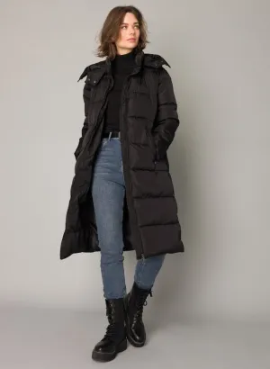 BLACK HOODED PUFFER COAT