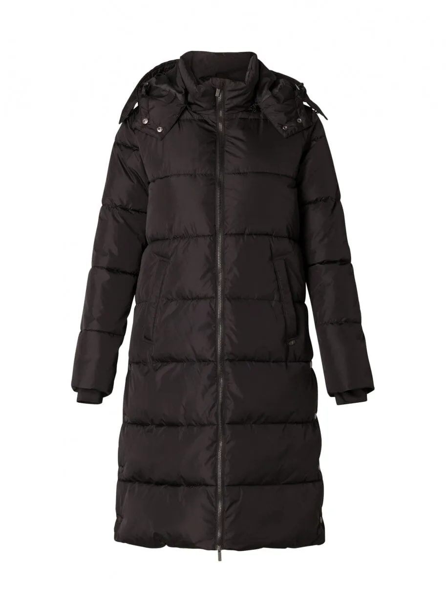 BLACK HOODED PUFFER COAT