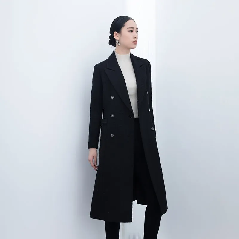 Black Lapel Long Trench Coats