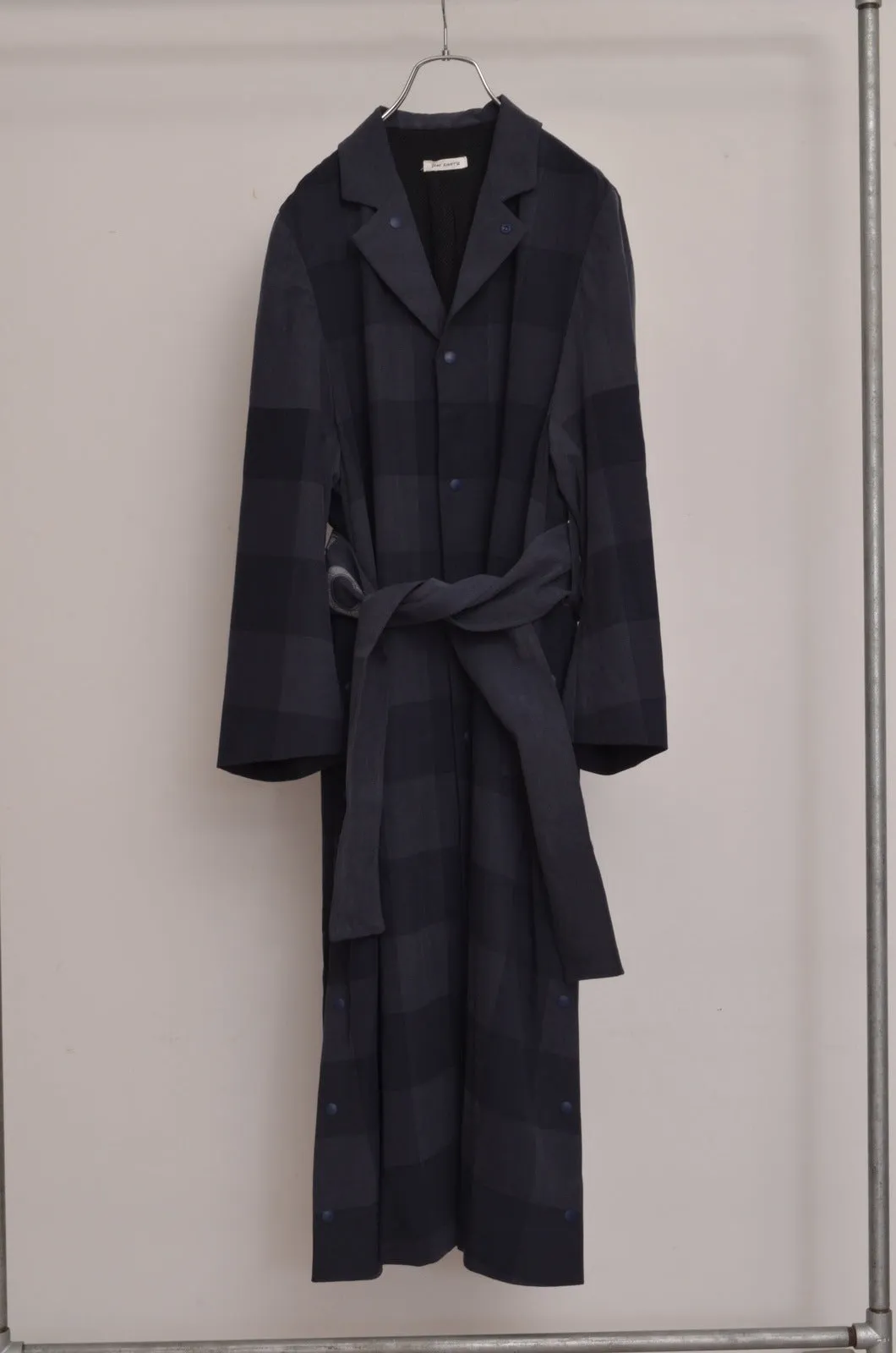 BLOCK CHECK TENCEL LONG COAT