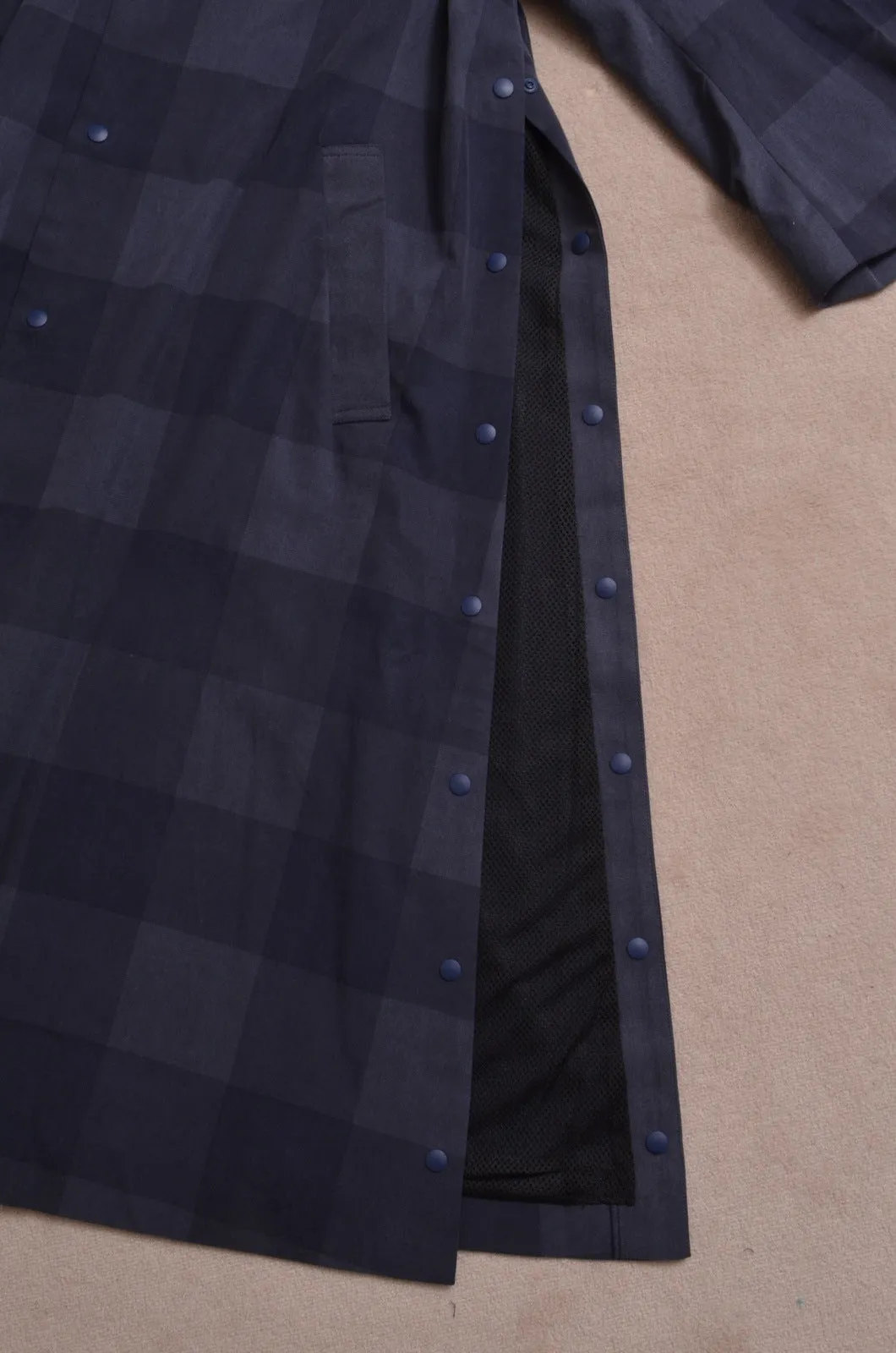 BLOCK CHECK TENCEL LONG COAT