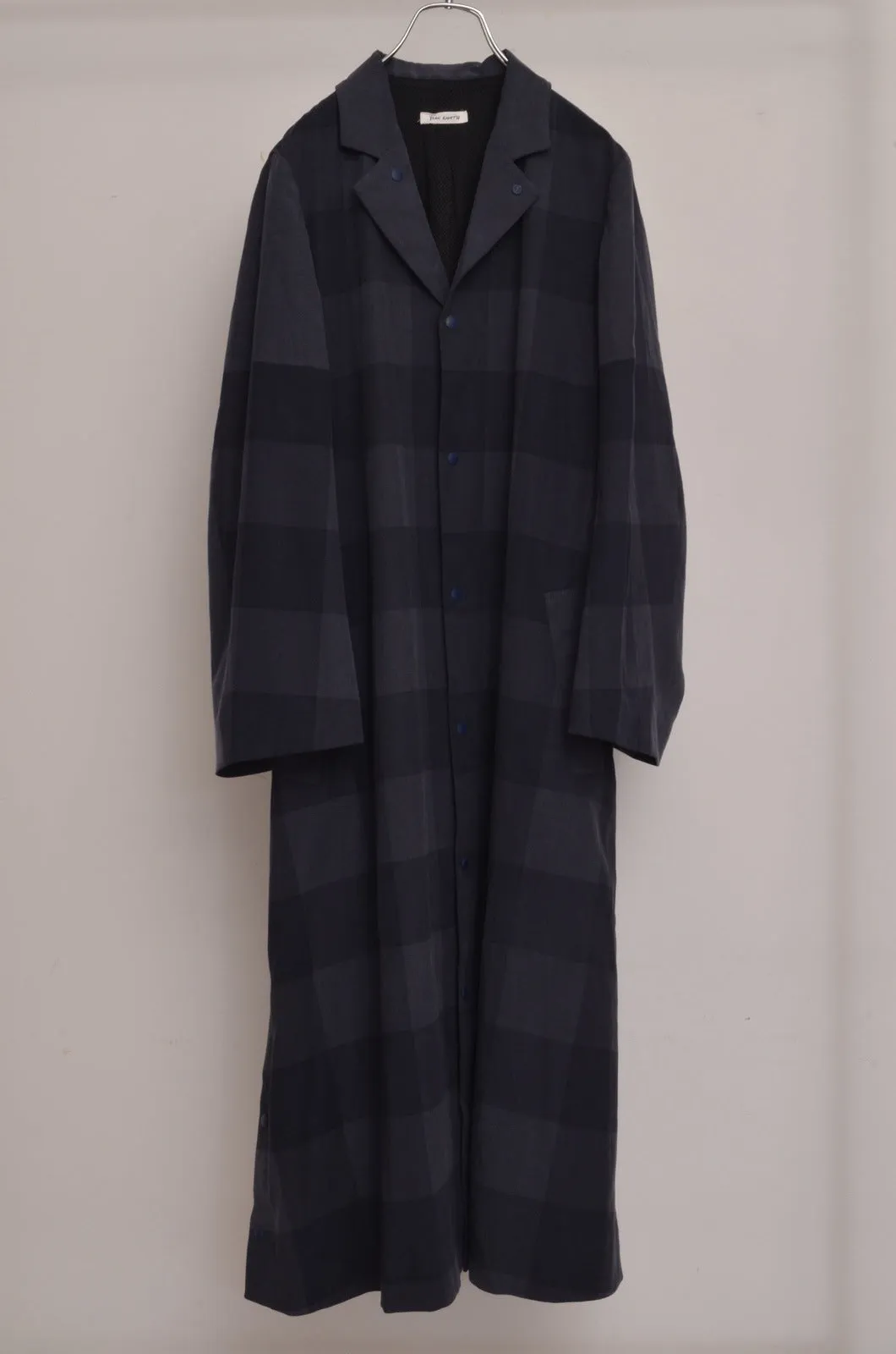 BLOCK CHECK TENCEL LONG COAT