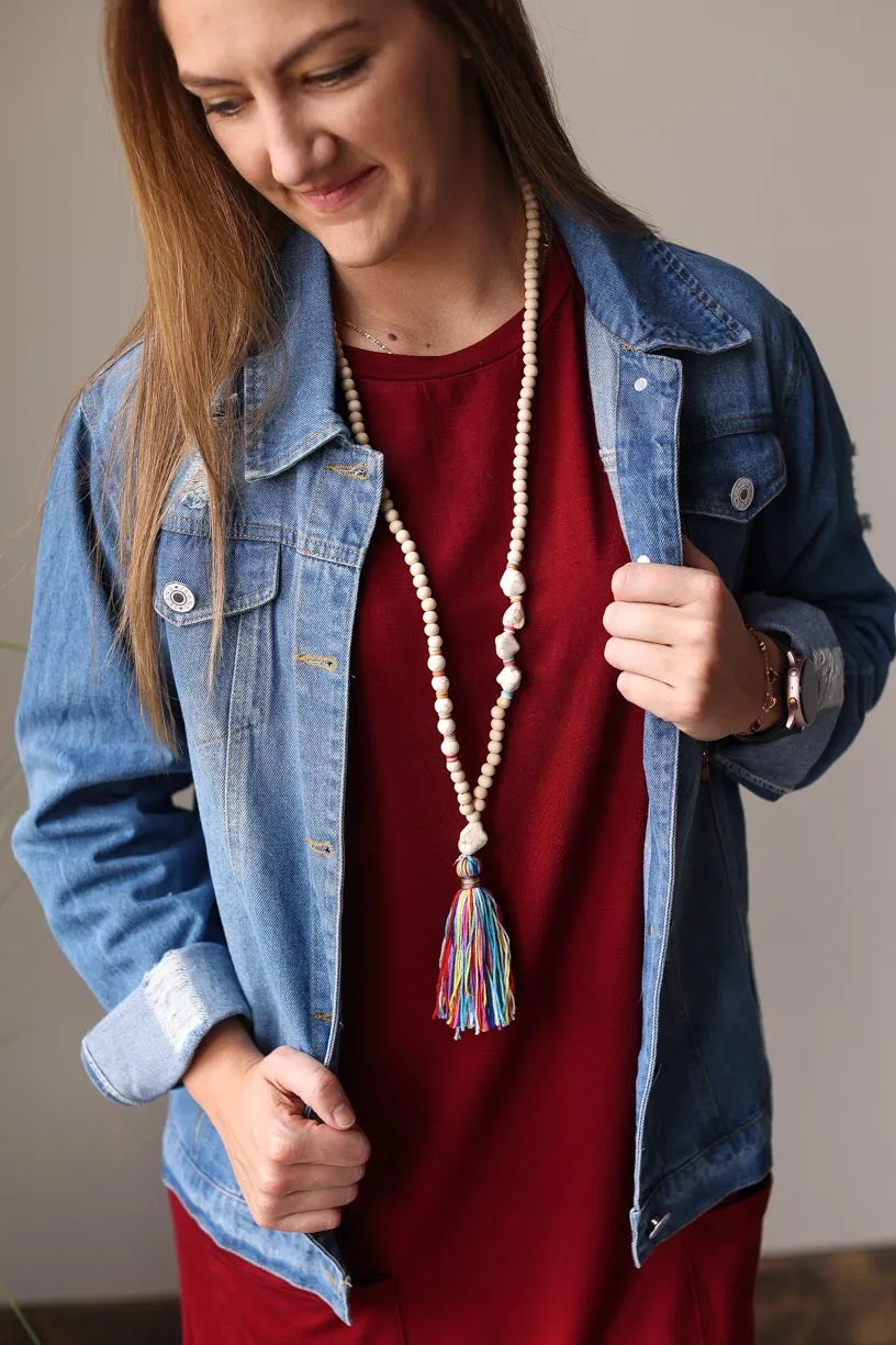 Boho Style Multi Color Tassle Necklace