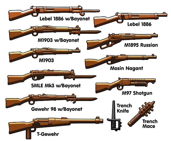 BrickArms WW1 Trench Pack v2 Weapons Pack for Minifigures