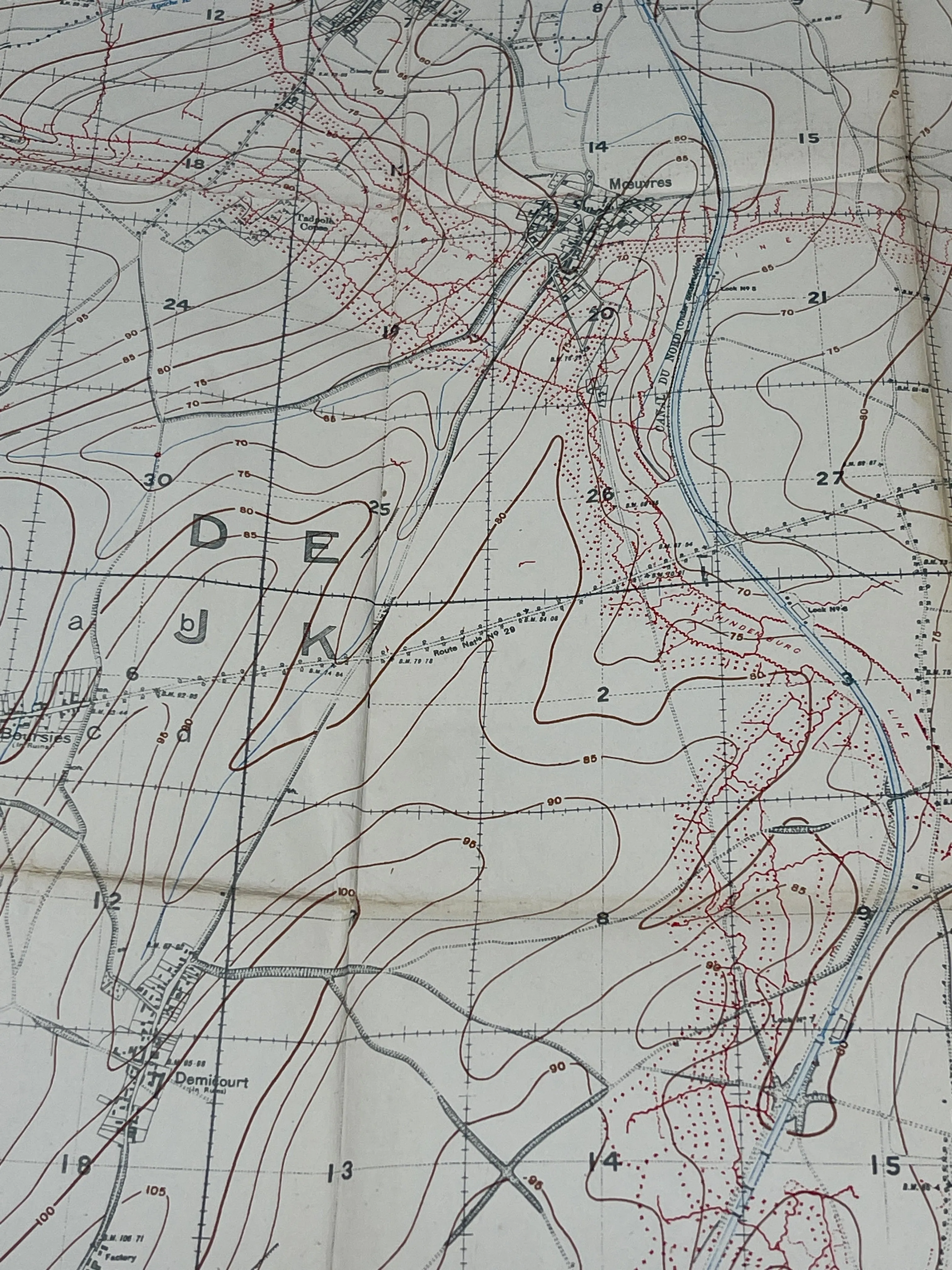 British WW1 Trench Map 57C NE Edition 4a Mouvres