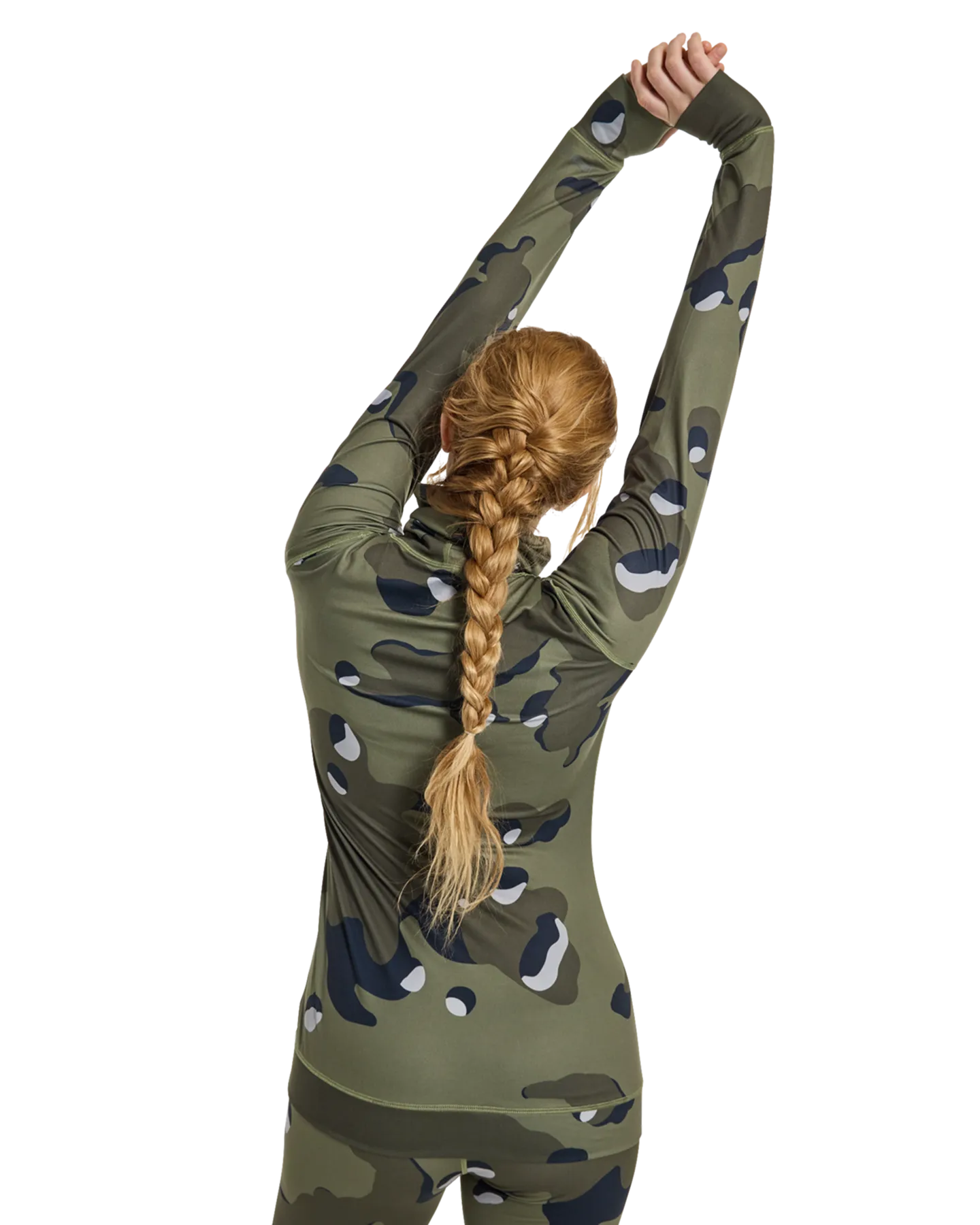 Burton Women's Midweight Base Layer Long Neck Shirt - Forest Moss Cookie Camo