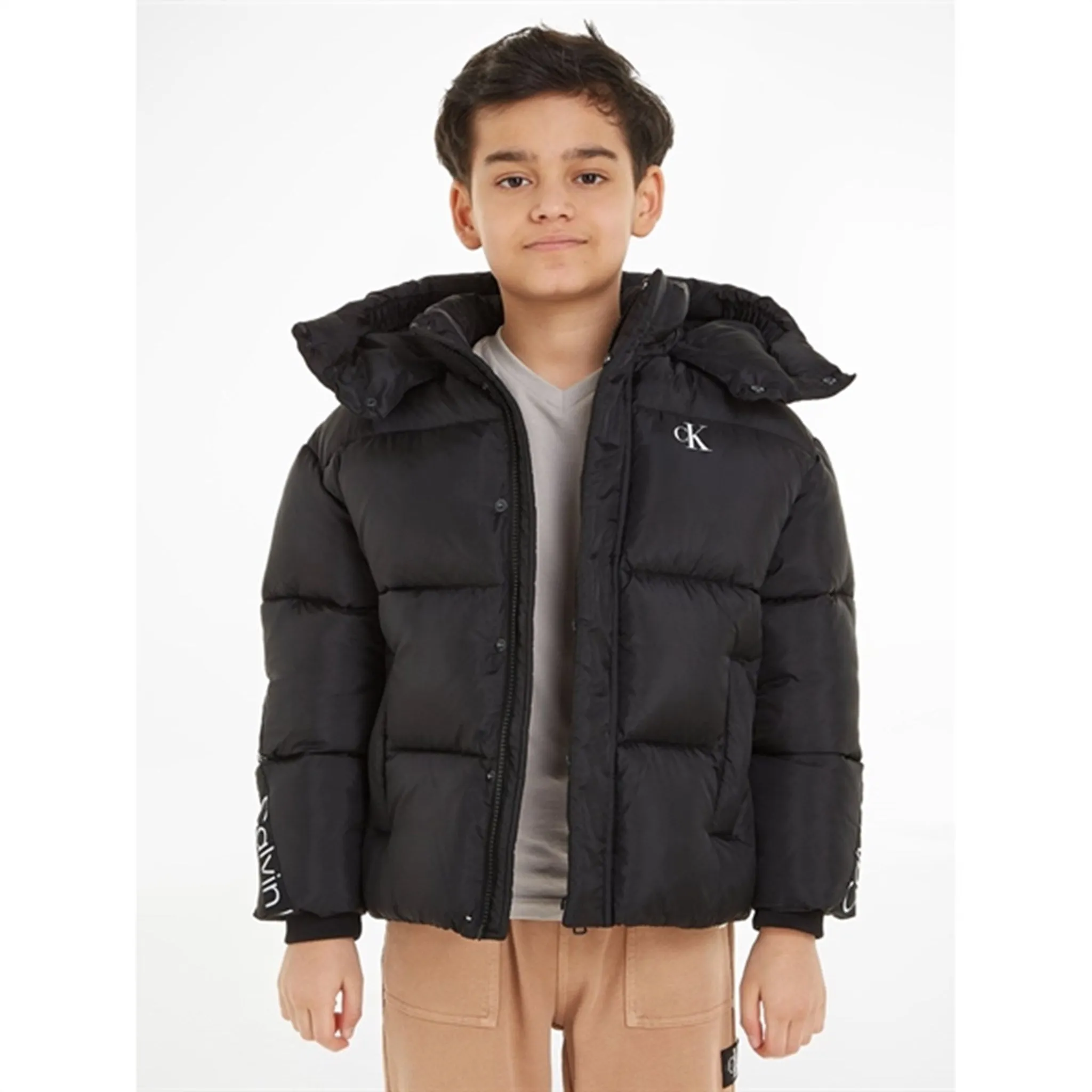 Calvin Klein Ckj Logo Tape Puffer Jacket Ck Black