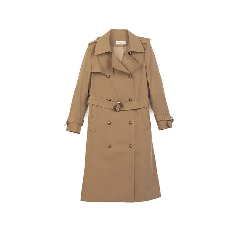 Camel Long Trench Coats With Belt