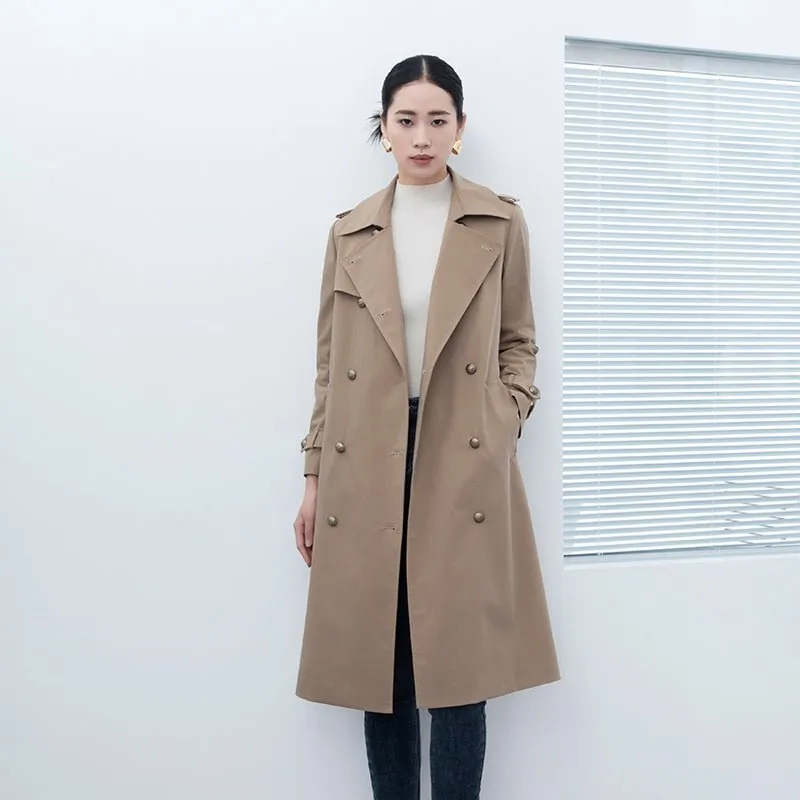 Camel Long Trench Coats With Belt