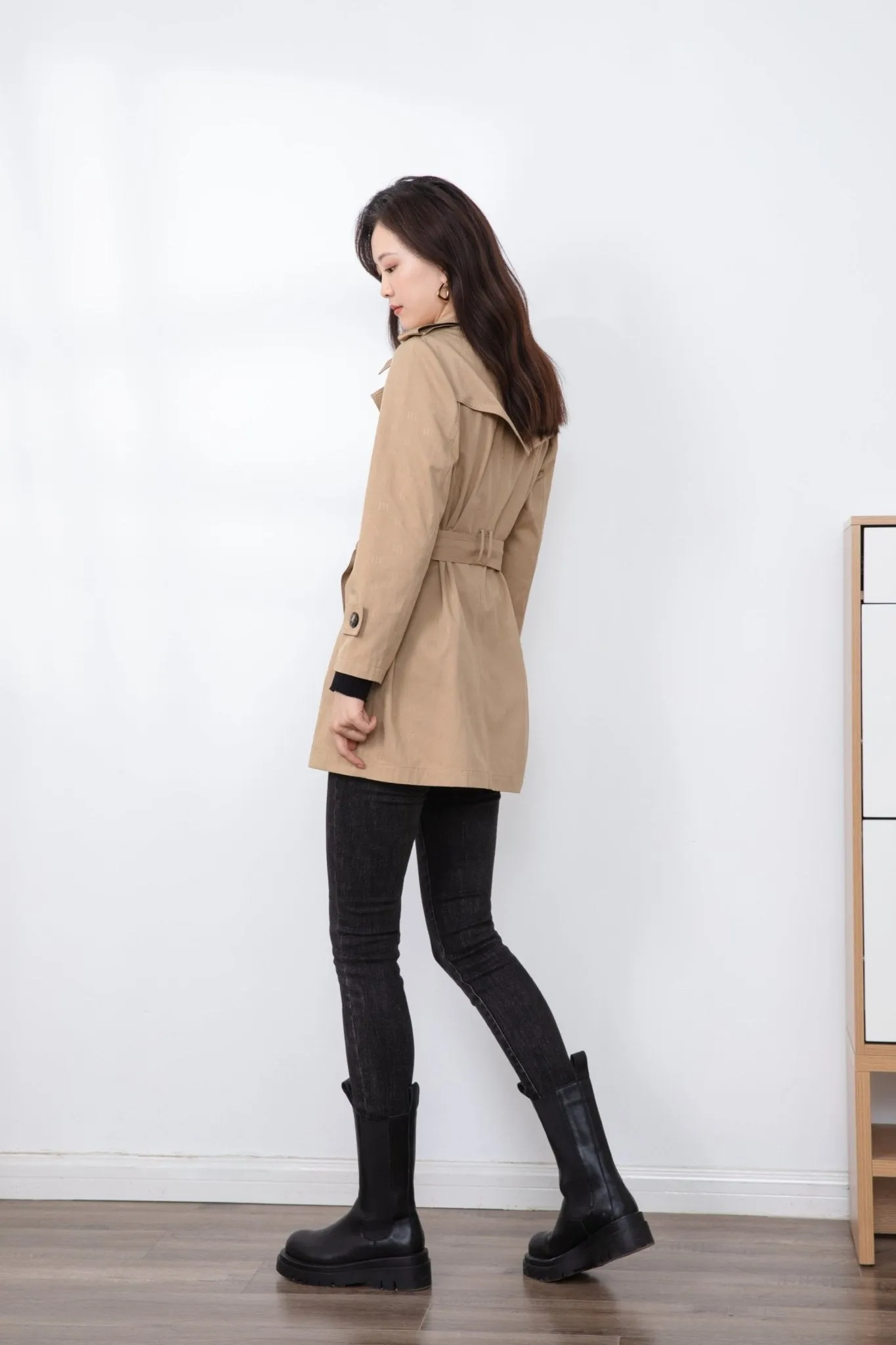 Camel Women Belted Classic Trench Coat