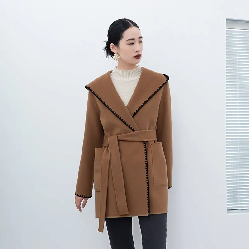 Camel Wool Coats With Belt