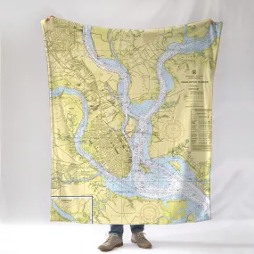 Charleston, SC Nautical Chart Blanket