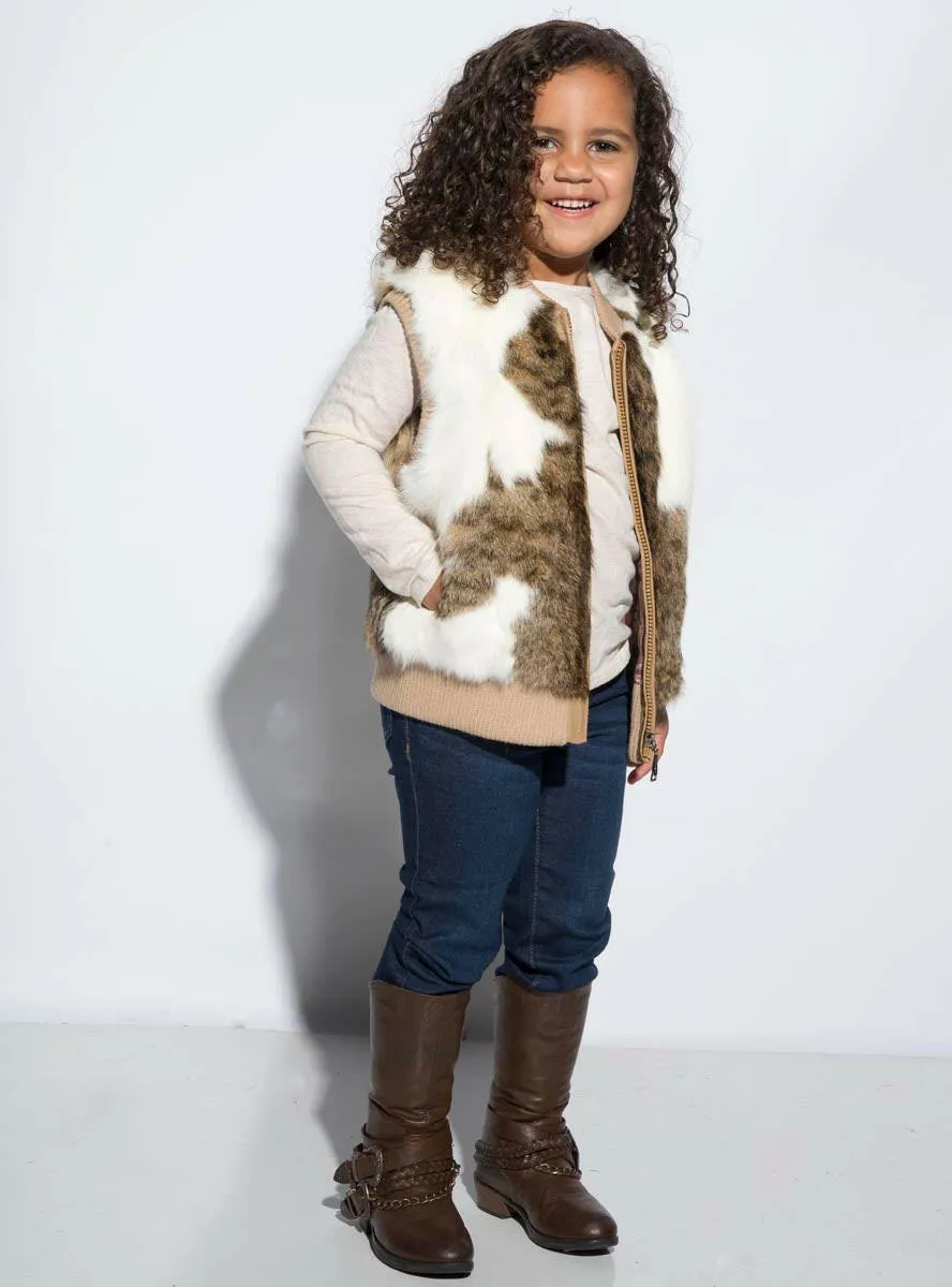 Children's Natural Brown Rabbit Fur Vest