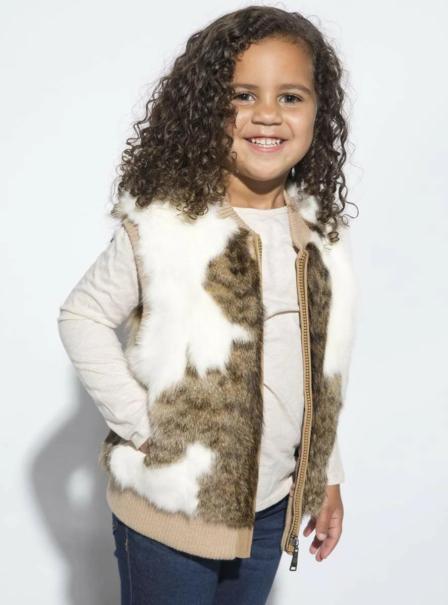 Children's Natural Brown Rabbit Fur Vest