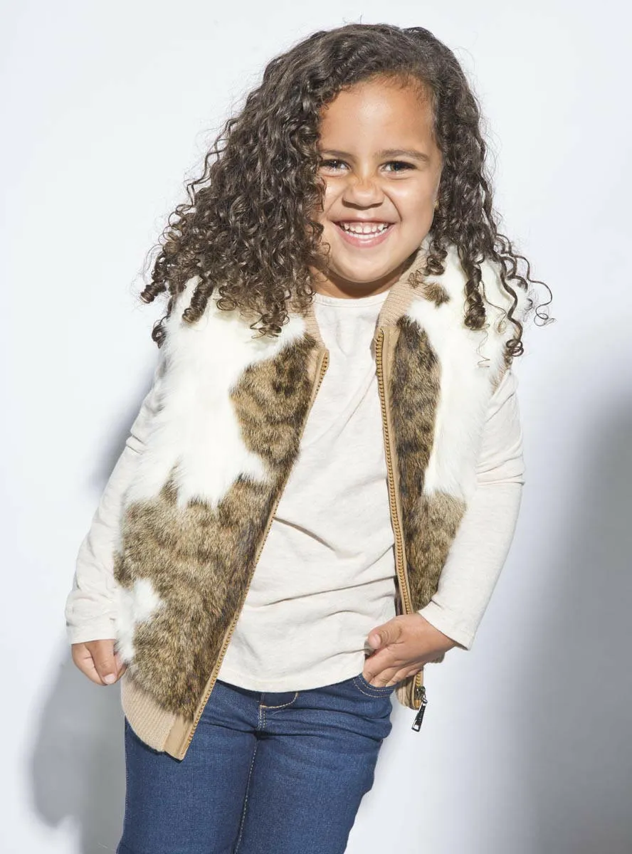 Children's Natural Brown Rabbit Fur Vest