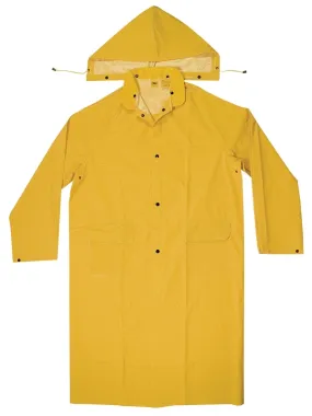 CLC CLIMATE GEAR Series R105M Protective Coat, M, PVC, Yellow, Detachable Collar, Snap Front Closure, 48 in L :EA: QUANTITY: 1