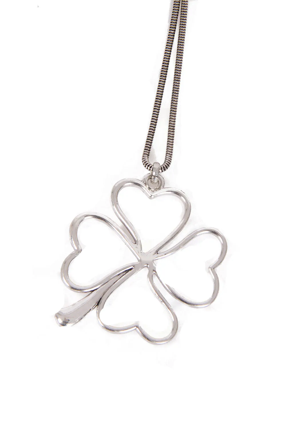 Clover Metal Pendant Statement Fashion Necklace