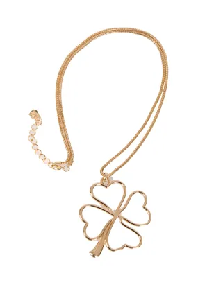 Clover Metal Pendant Statement Fashion Necklace