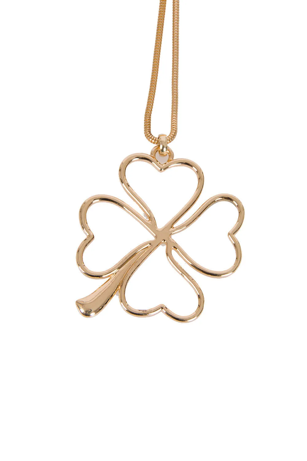 Clover Metal Pendant Statement Fashion Necklace