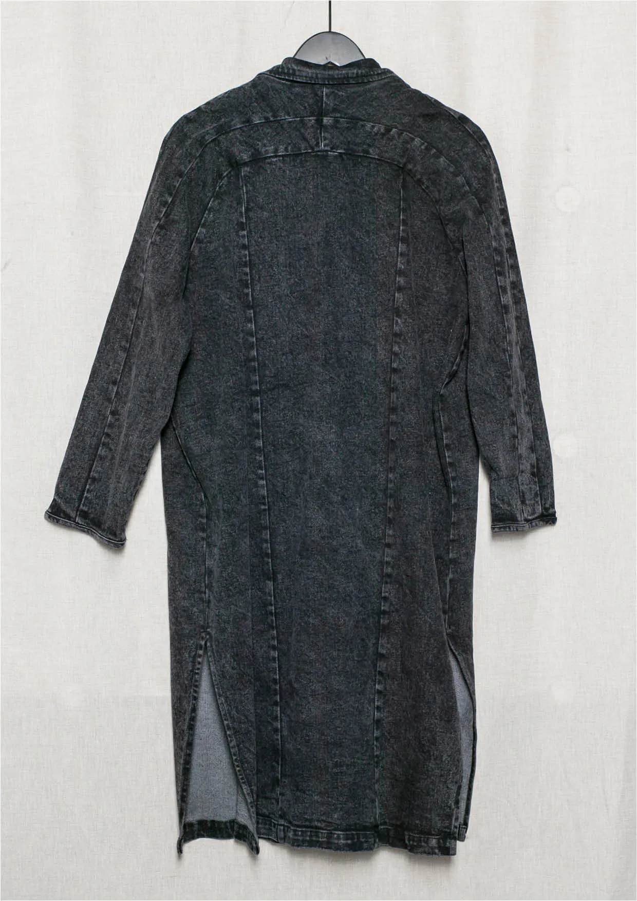 COAT LONG REVERS - DENIM washed black